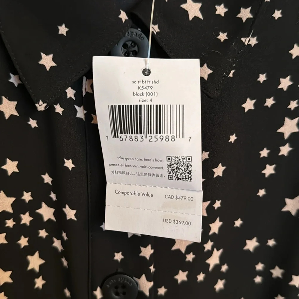 ✨NWT Kate Spade Scattered Stars ShirtDress Midi Length Size 4